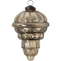 Clayre & Eef Kerstbal Ø 8 cm Bruin Zilverkleurig Glas Kerstdecoratie Bruin Kerstdecoratie