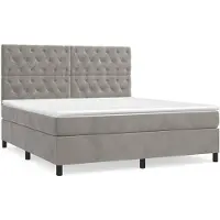 vidaXL Boxspring met matras fluweel lichtgrijs 160x200 cm