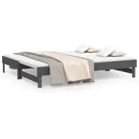vidaXL Slaapbank uitschuifbaar 2x(80x200) cm massief grenenhout grijs