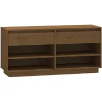 vidaXL Schoenenkast 110x34x52 cm massief grenenhout honingbruin