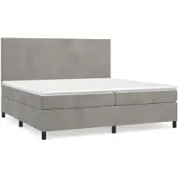 vidaXL Boxspring met matras fluweel lichtgrijs 200x200 cm