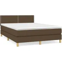 vidaXL Boxspring met matras stof donkerbruin 140x190 cm