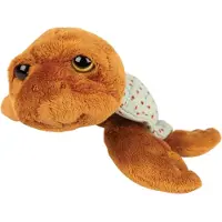 Suki Gifts pluche zeeschildpad Jules knuffeldier - cute eyes - donkerbruin - 14 cm - Knuffel zeedieren