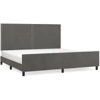 vidaXL Bedframe zonder matras 200x200 cm fluweel donkergrijs