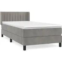 vidaXL Boxspring met matras fluweel lichtgrijs 100x200 cm