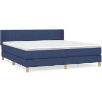 vidaXL Boxspring met matras stof blauw 160x200 cm