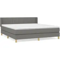 vidaXL Boxspring met matras stof donkergrijs 160x200 cm