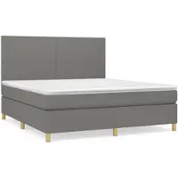 vidaXL Boxspring met matras stof donkergrijs 160x200 cm