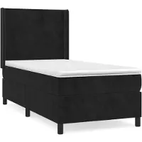 vidaXL Boxspring met matras fluweel zwart 80x200 cm