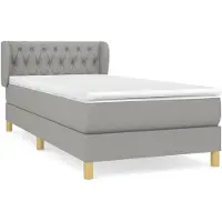 vidaXL Boxspring met matras stof lichtgrijs 100x200 cm