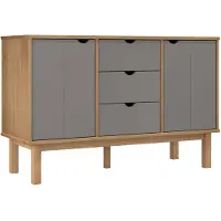 vidaXL Dressoir OTTA 113,5x43x73 cm massief grenenhout bruin en grijs