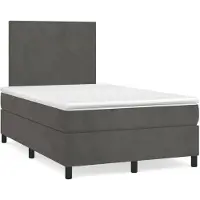 vidaXL Boxspring met matras fluweel donkergrijs 120x200 cm