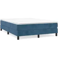 vidaXL Boxspring met matras fluweel donkerblauw 140x200 cm