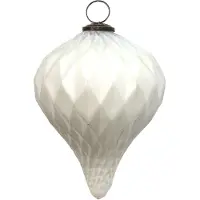 Clayre & Eef Kerstbal XL Ø 16 cm Wit Glas Kerstdecoratie Wit Kerstdecoratie