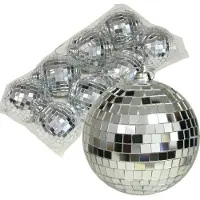 Othmar decorations disco kerstballen - 8x - zilver - 6 cm - kunststof - Kerstbal