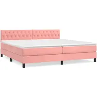 vidaXL Boxspring met matras fluweel roze 200x200 cm