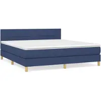vidaXL Boxspring met matras stof blauw 160x200 cm