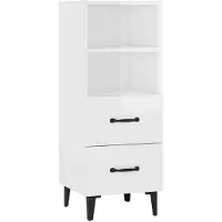 vidaXL Dressoir 34,5x34x90 cm bewerkt hout hoogglans wit