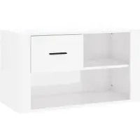 vidaXL Schoenenkast 80x35x45 cm bewerkt hout hoogglans wit