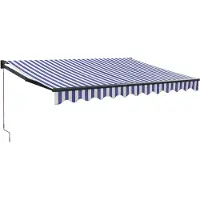 vidaXL Luifel uittrekbaar 3x2,5 m stof en aluminium blauw en wit