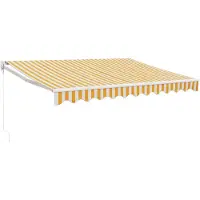 vidaXL Luifel uittrekbaar 3,5x2,5 m stof en aluminium geel en wit