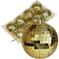 Othmar decorations disco kerstballen - 8x - goud - 6 cm - kunststof - Kerstbal