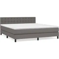 vidaXL Boxspring met matras kunstleer grijs 180x200 cm
