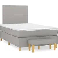 vidaXL Boxspring met matras stof lichtgrijs 120x200 cm