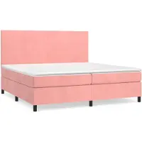 vidaXL Boxspring met matras fluweel roze 200x200 cm