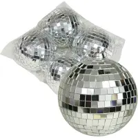 Othmar decorations disco kerstballen - 4x - zilver - 8 cm - kunststof - Kerstbal