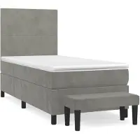 vidaXL Boxspring met matras fluweel lichtgrijs 90x190 cm