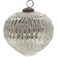Clayre & Eef Kerstbal Ø 12 cm Zilverkleurig Grijs Glas Kerstdecoratie Zilverkleurig Kerstdecoratie
