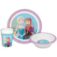 Kids Euroswan Frozen- kinder ontbijt set - 3-delig - lila paars - kunststof - Serviessets