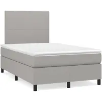 vidaXL Boxspring met matras stof lichtgrijs 120x200 cm