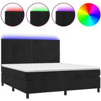 vidaXL Boxspring met matras en LED fluweel zwart 160x200 cm