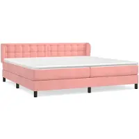 vidaXL Boxspring met matras fluweel roze 200x200 cm
