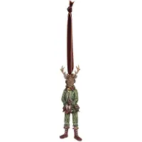 Clayre & Eef Kersthanger 6x4x15 cm Groen Kunststof Kerstbal Groen Kerstbal