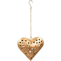 Clayre & Eef Hanger 23x6x22 cm Goudkleurig Ijzer Hartvormig Woondecoratie Goudkleurig Woondecoratie