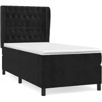 vidaXL Boxspring met matras fluweel zwart 80x200 cm