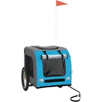 vidaXL Hondenfietstrailer oxfordstof en ijzer blauw en grijs