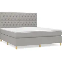 vidaXL Boxspring met matras stof lichtgrijs 160x200 cm