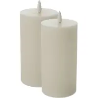 Cepewa LED kaars/stompkaars - 2x - creme wit - D7,5 x H15 cm - LED kaarsen
