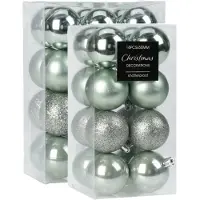 Merkloos Kleine kerstballen - 40x st - 3 en 5 cm - mintgroen - kunststof - Kerstbal