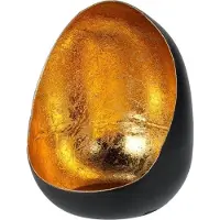 Merkloos Egg Windlicht Zwart/Goud - 8 x 10 cm