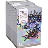 Merkloos Christmas Decoration cluster lichtsnoer gekleurd -2x -420 cm -576 leds - Kerstverlichting kerstboom