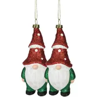 Merkloos Christmas Decoration kersthanger gnomeds/dwergen-2x -kunststof -12,5 cm - Kersthangers