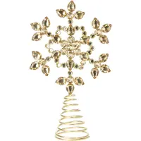 Merkloos Christmas Decoration piek - ster vorm - goud met steentjes - 23 cm - kerstboompieken