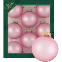 Merkloos Krebs kerstballen - 8x stuks - chic roze - glas - 7 cm - mat - Kerstbal