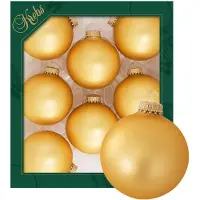 Merkloos Krebs kerstballen - 8x stuks - honing goud - glas - 7 cm - mat - Kerstbal