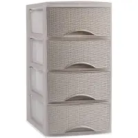 Forte Plastics Plasticforte Thuis kantoor organizer ladeblok - 26 x 37 x 49 cm - Kunststof - Beige - 4 lades - Ladeblok
